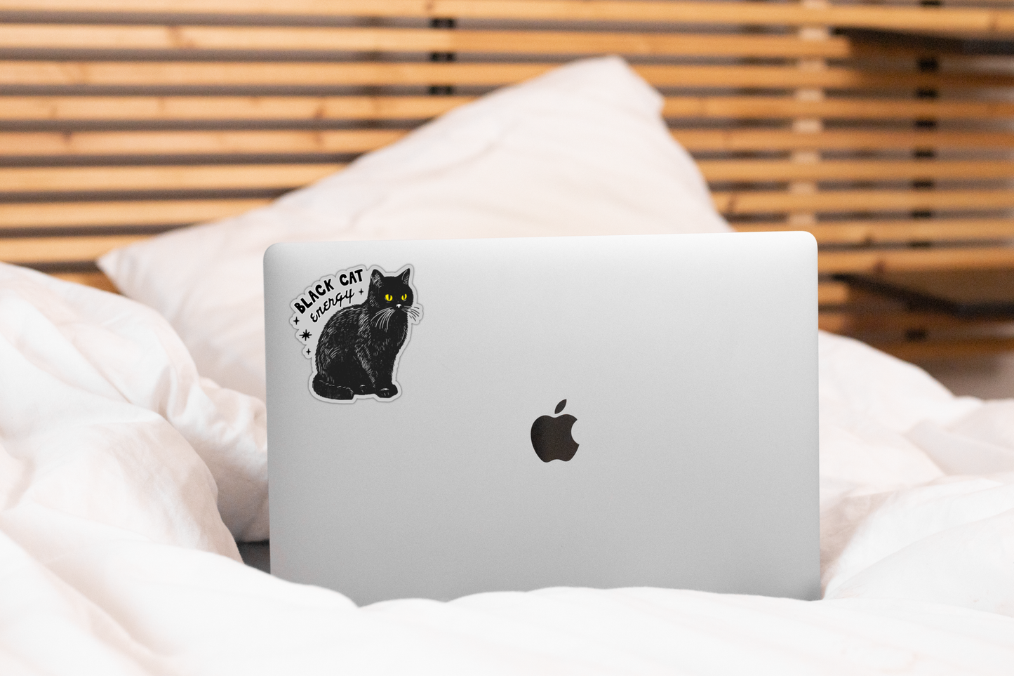 Black Cat Energy Sticker - pet, animal, kitten, halloween