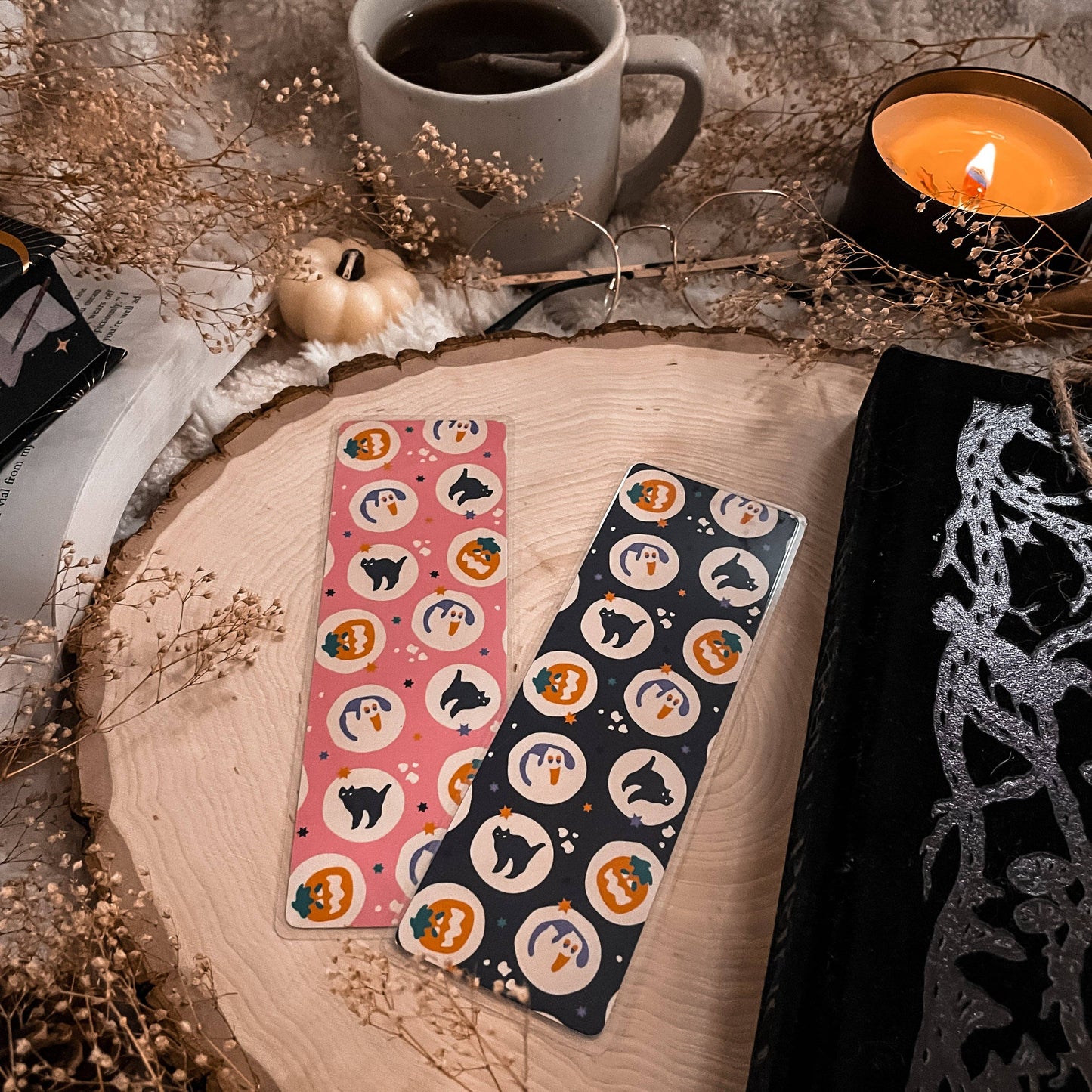 Spooky Halloween Cookies Bookmark: Black / Tassel