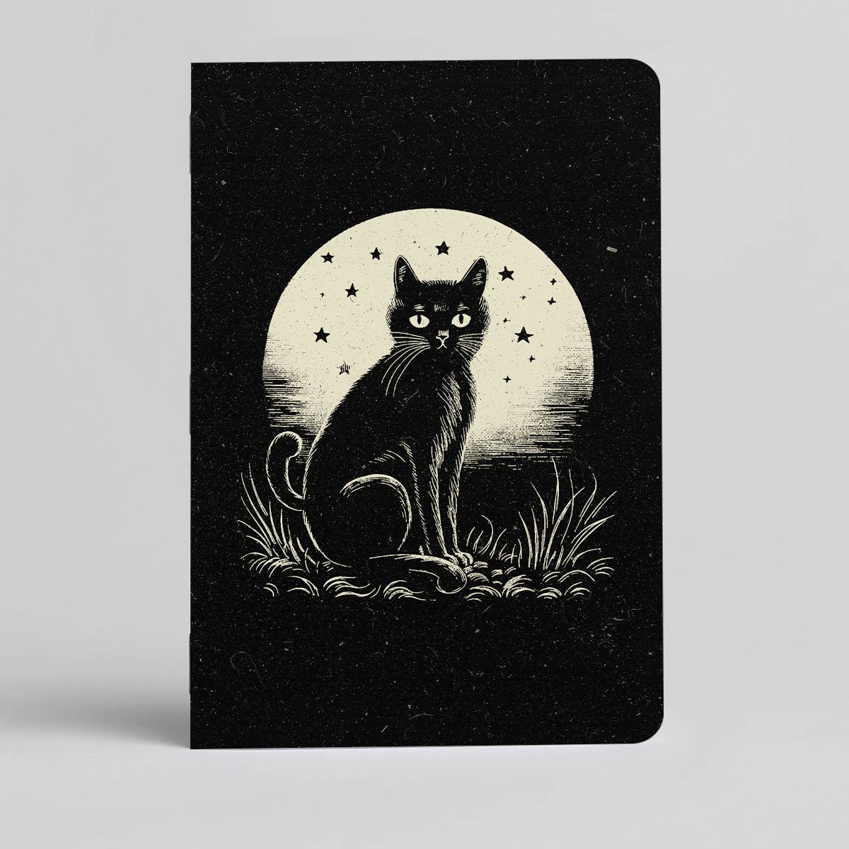 Moonlit Cat Notebook/Journal - Spooky black cat: Blank / 3.5 x 5.5" 2-pack