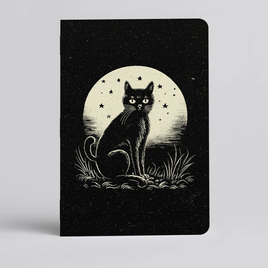 Moonlit Cat Notebook/Journal - Spooky black cat: Blank / 3.5 x 5.5" 2-pack