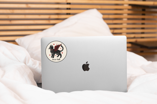 Raise Hell Cat Sticker - kitty, kitten, feathers, angel