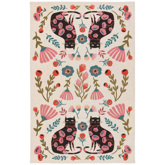 Flower Cat Dishtowels Set of 2