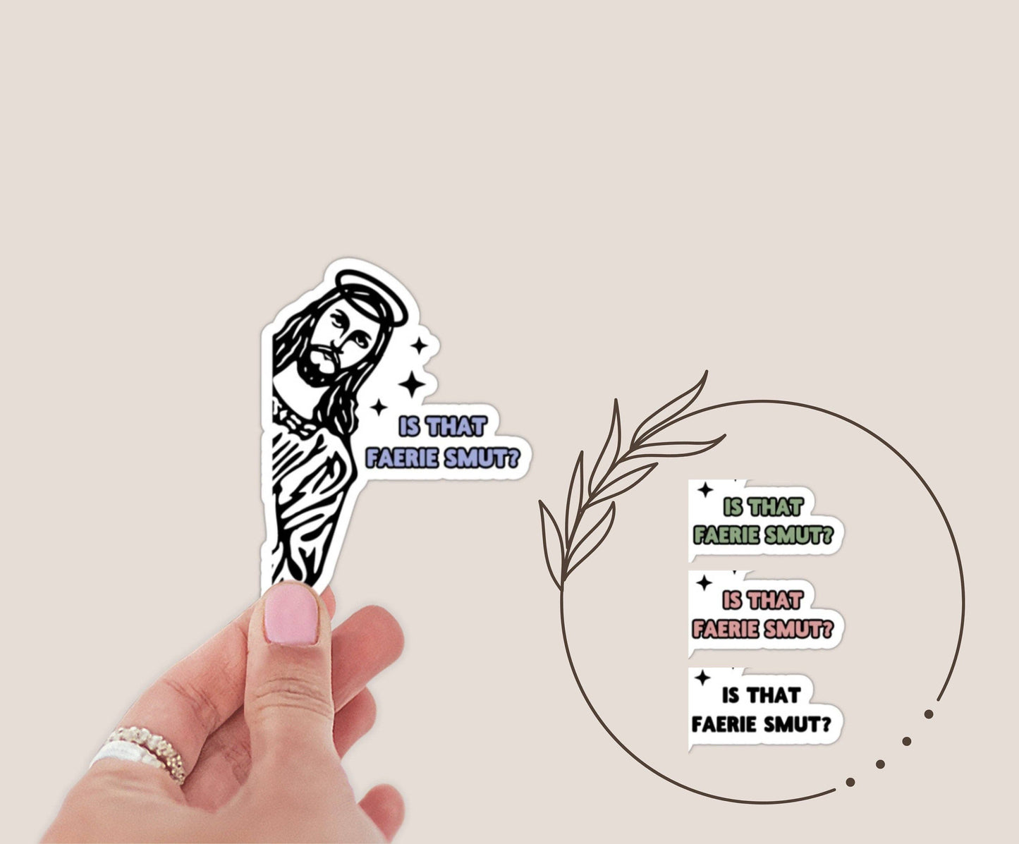 Peeking Jesus Faerie Smut Sticker: Black / Laminate