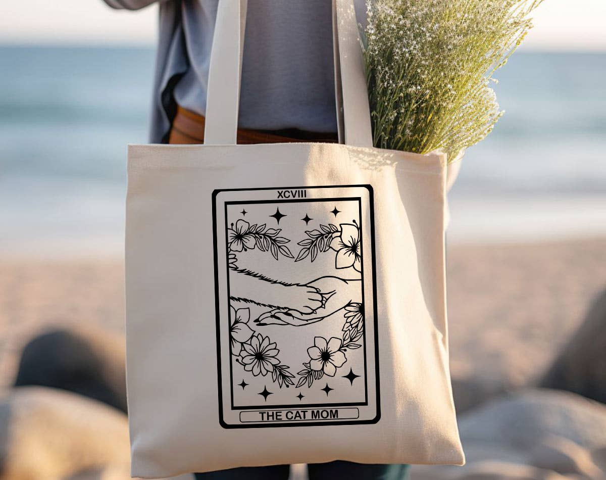 The Cat Mom Tarot - Cute Cat Canvas Tote Bag