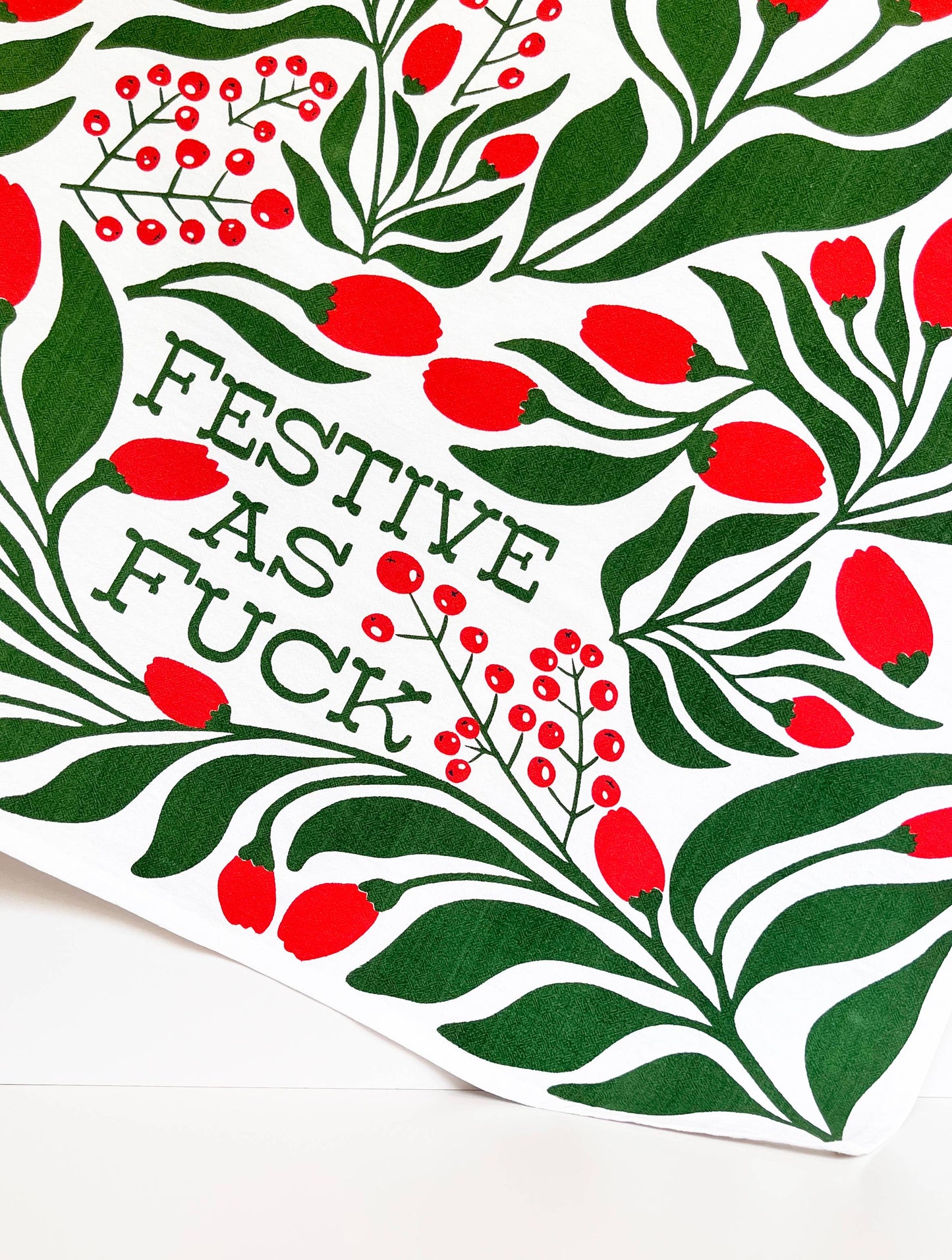 Festive as Fuck - RED/GREEN Funny Christmas Kitchen Towel