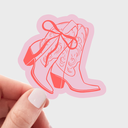 Pink Coquette Boots Sticker - cowgirl, west, girl, girly
