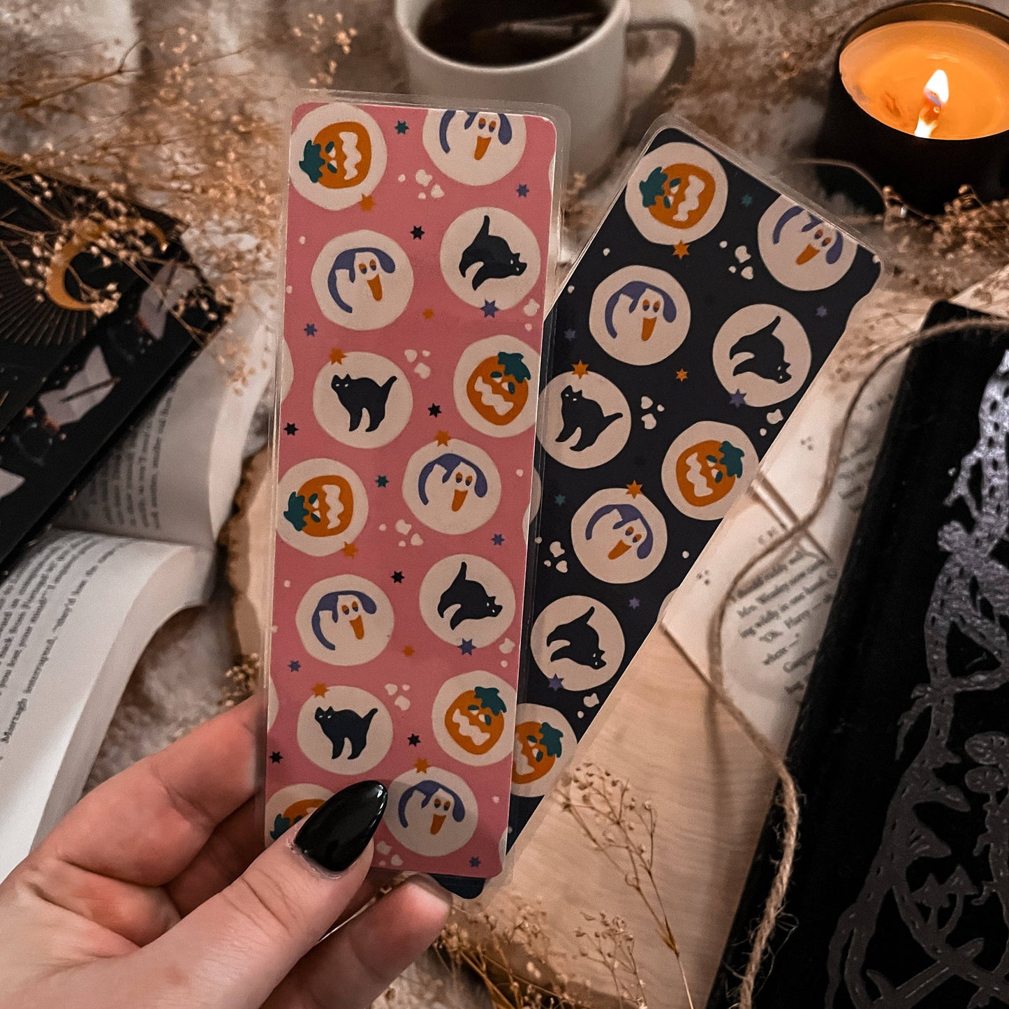 Spooky Halloween Cookies Bookmark: Black / Tassel