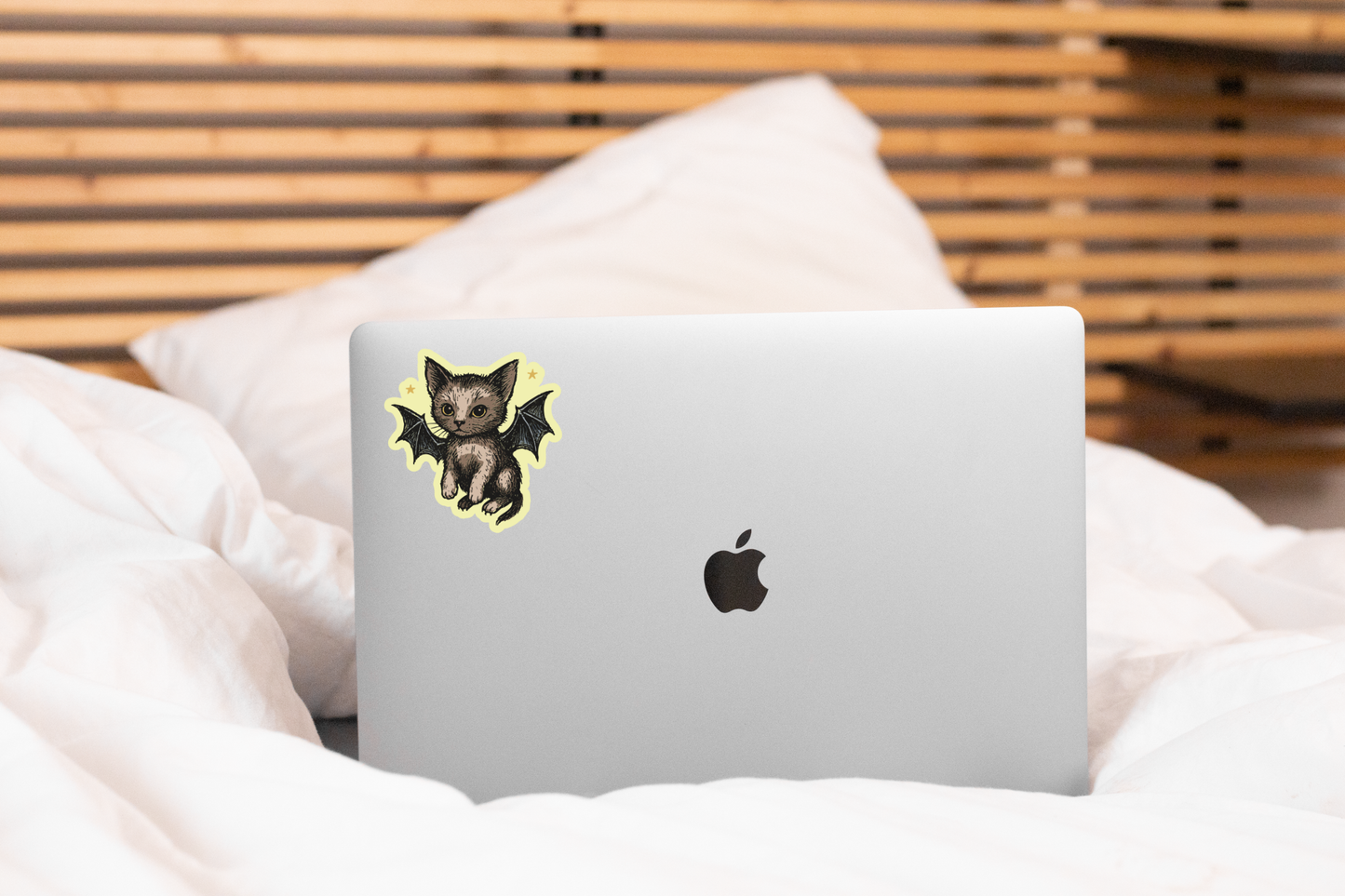 Bat Cat Sticker - kitten, kitty, halloween, spooky, fall