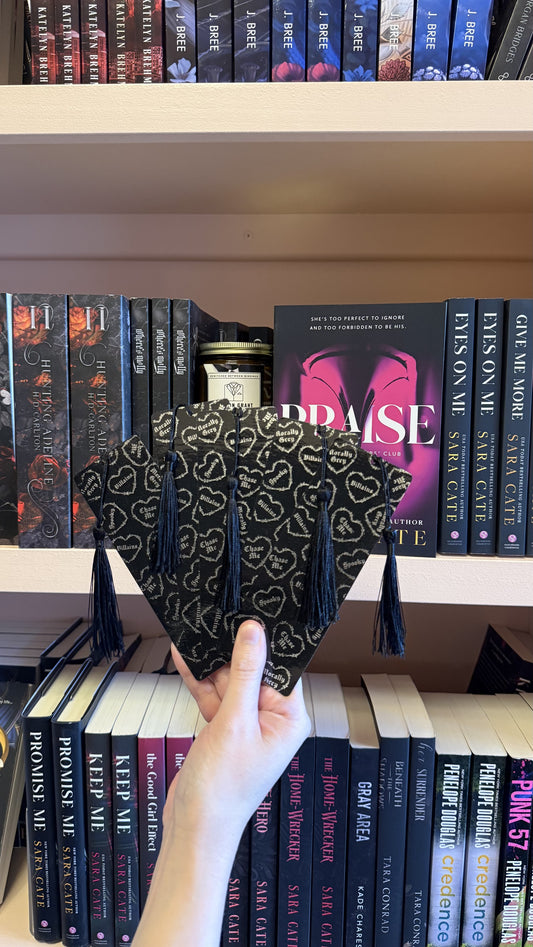 Dark Romance Barbwire Hearts Foil Bookmark: Tassel