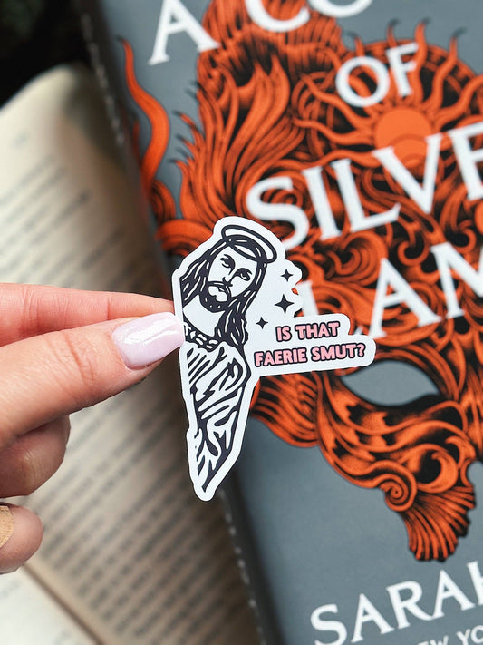 Peeking Jesus Faerie Smut Sticker: Black / Laminate
