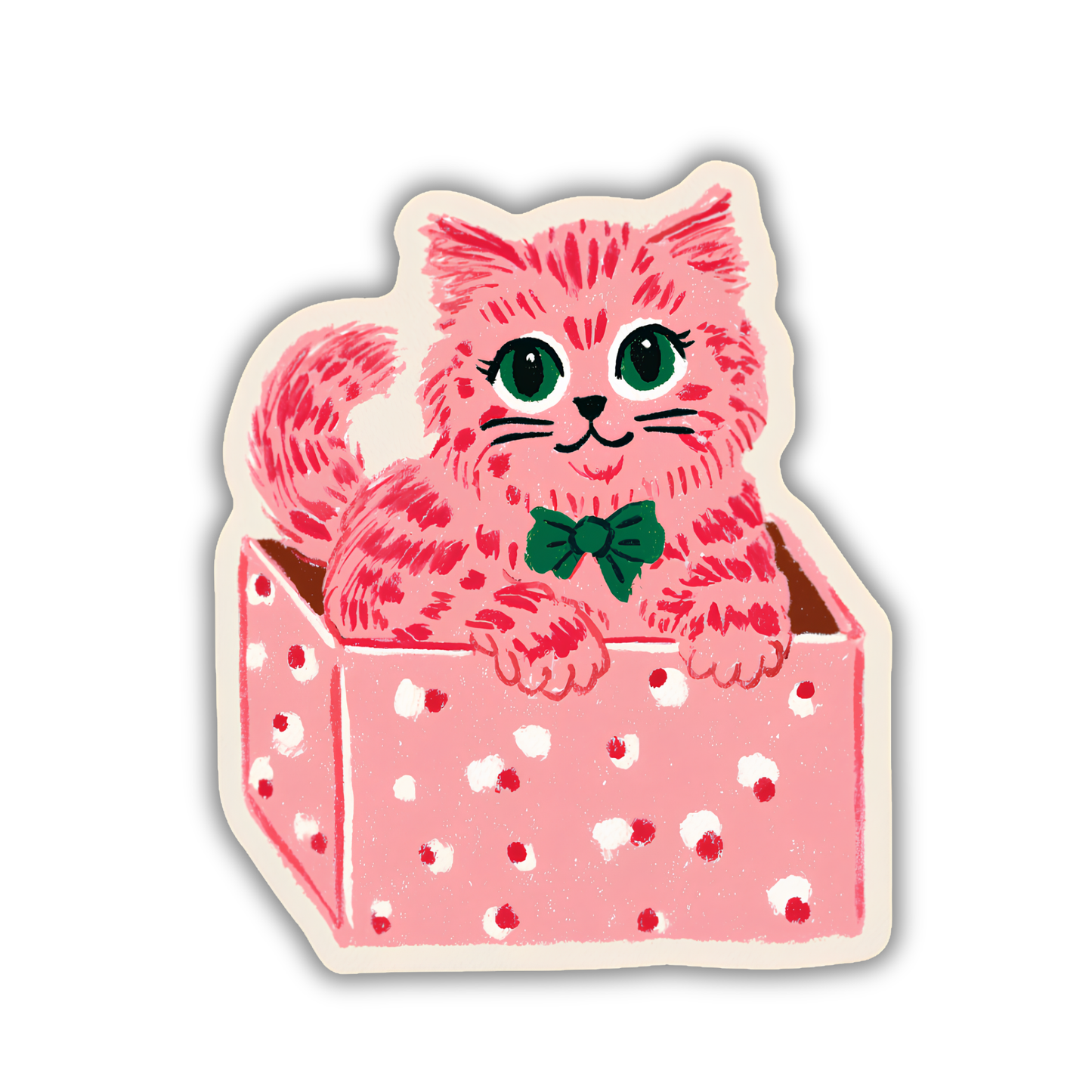 Pink Kitten in a Box Sticker | Cute Cat