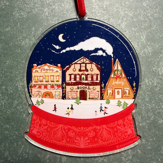 Christmas Cozy Village Snowglobe Ornament: Individually Packaged
