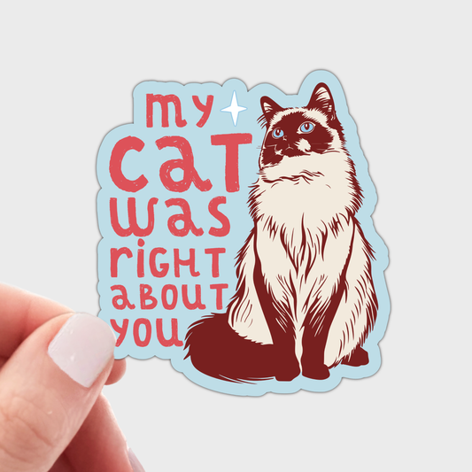 My Cat Was Right About You Sticker - kitten, kitty, pet shop