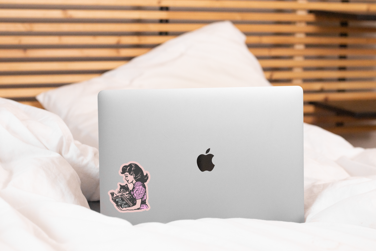 Men are Better in Books Sticker - feminism, cat, book shop