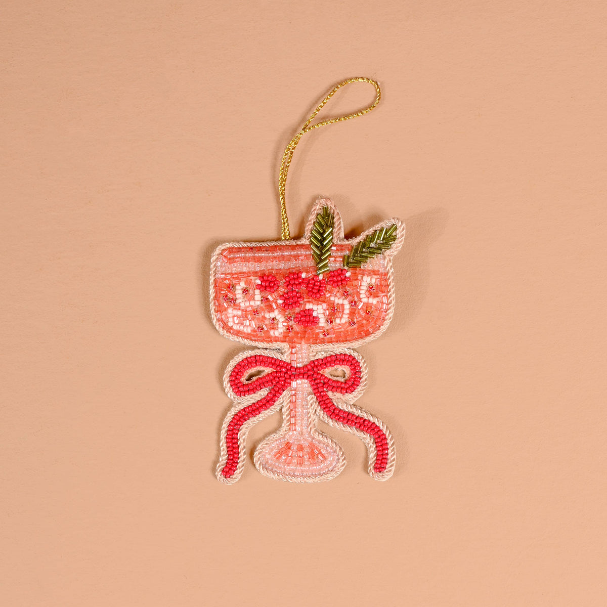 Handcrafted Beaded Ornament-Cranberry Cosmo