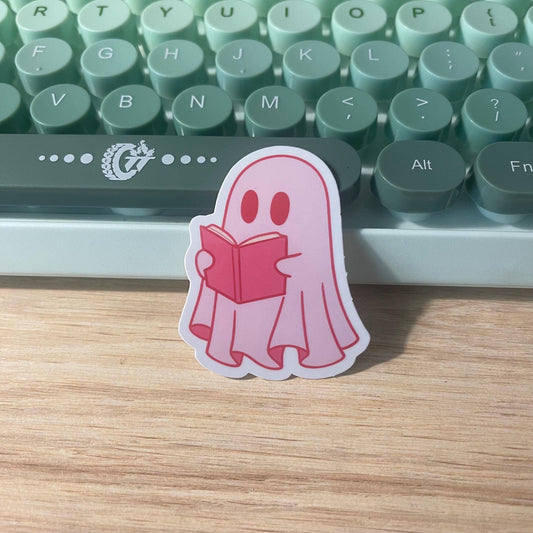 Pink Ghost Book Sticker