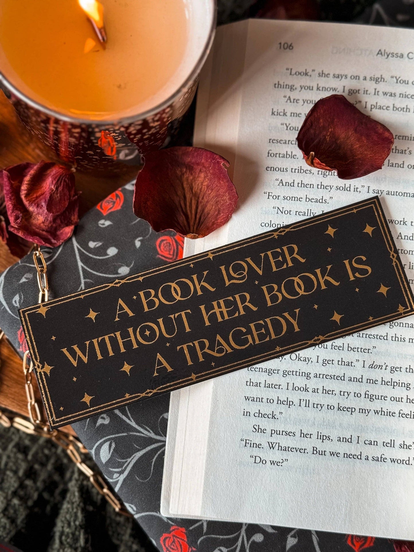Book Lover Tragedy Foil Bookmark: Tassel