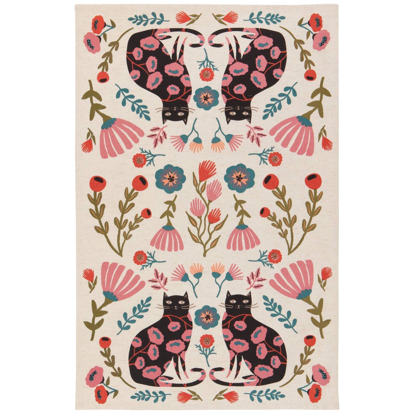 Flower Cat Dishtowels Set of 2