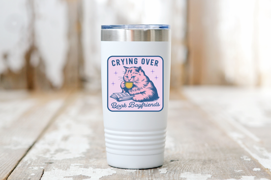 Crying Over Book Boyfriends Sticker - cat, kitten, bookshop