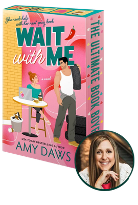 Book cover of 'Wait with Me' by Amy Daws with a inset photo of the author.
