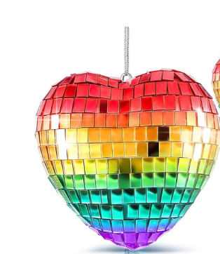 Rainbow Disco Heart Ornament