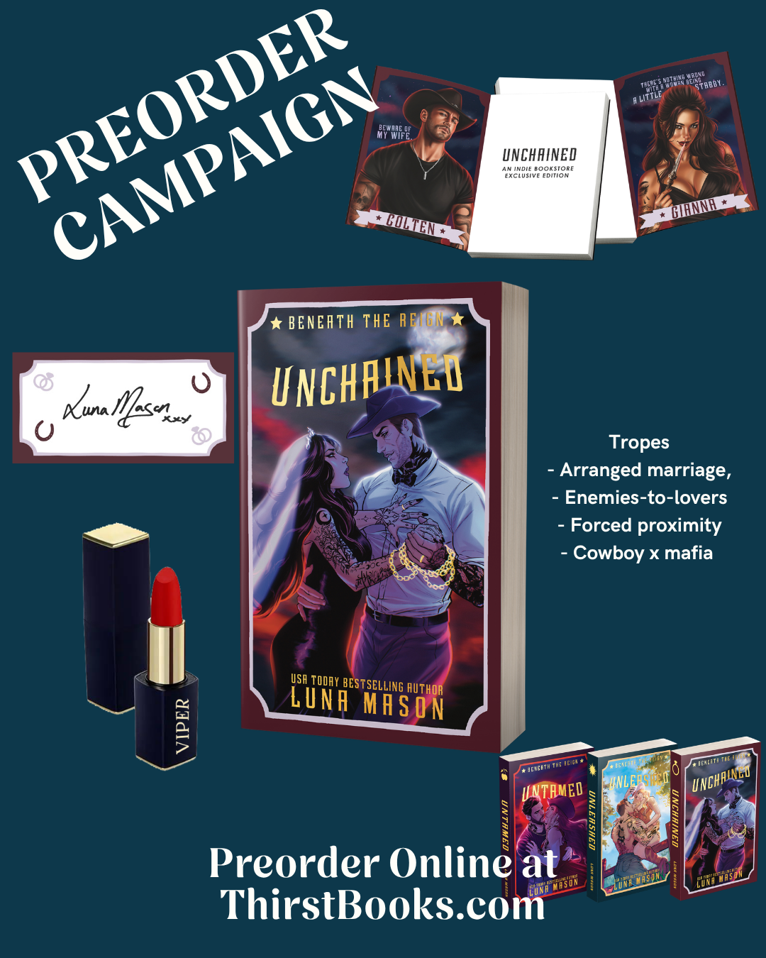 UNCHAINED: A Dark Mafia Cowboy Romance (Beneath The Reign Book 3) Indie Special Edition