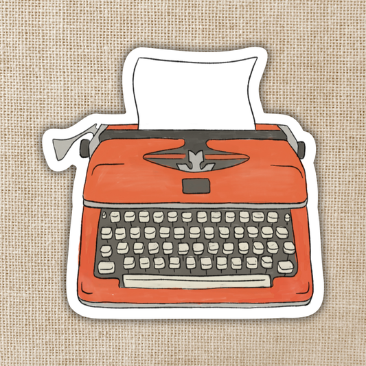 Vintage Orange Typewriter Sticker