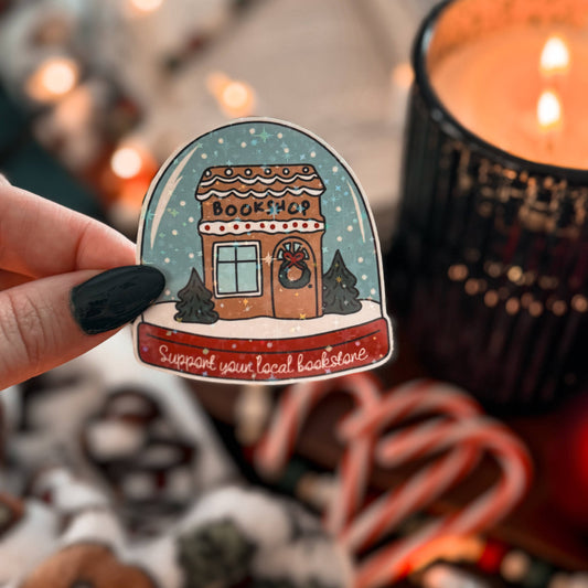 Local Bookshop Snow Globe Sticker: Matte WITH laminate