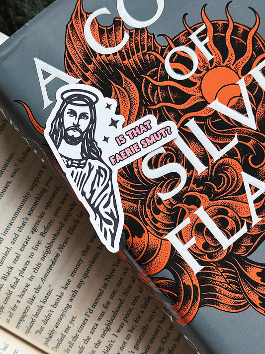 Peeking Jesus Faerie Smut Sticker: Black / Laminate