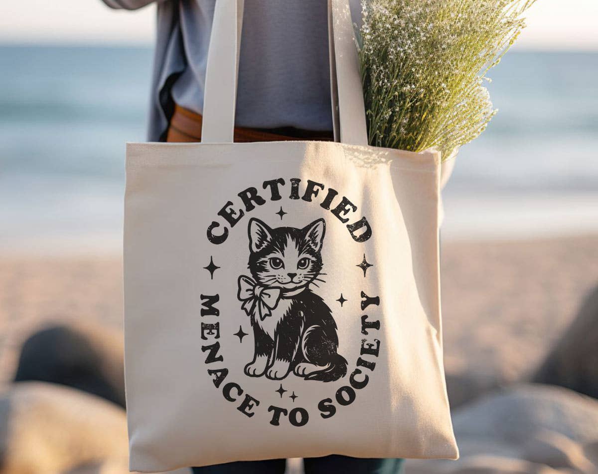 Certified Menace To Society Funny Cat Tote Bag