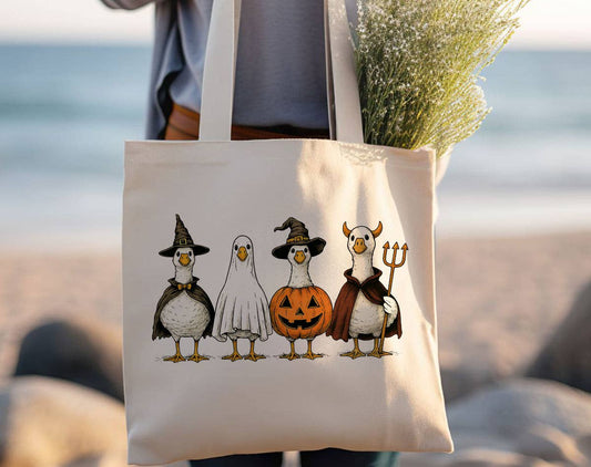 Goose Halloween Costumes Pumpkin Boo Witch Tote Bag