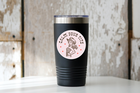Calm Your Tits Sticker - cowgirl, western, pink, boutique