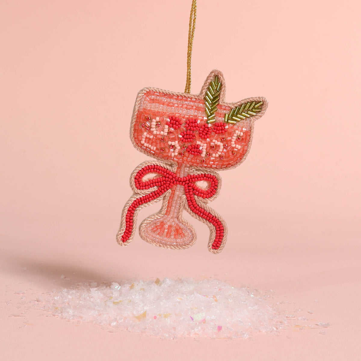 Handcrafted Beaded Ornament-Cranberry Cosmo