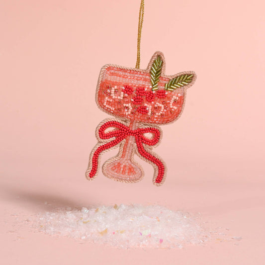 Handcrafted Beaded Ornament-Cranberry Cosmo
