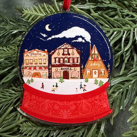Christmas Cozy Village Snowglobe Ornament: Individually Packaged