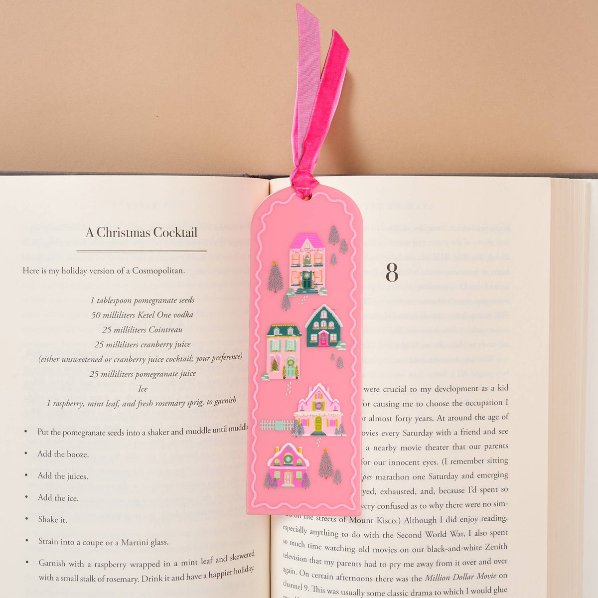 Acrylic Bookmark-Pink Pine Village